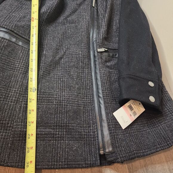 Michael Kors Wool Coat Womens 10 Hooded Pockets NWT $360 Dark Gray - Picture 12 of 14